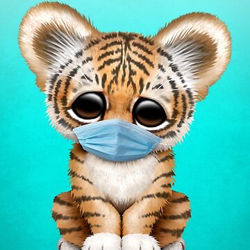 Cute Baby Tiger Cub Wearing Eye Glasses on White Art Print by Jeff Bartels