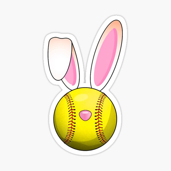 "Softball Easter Bunny Rabbit Ears Sports" Sticker for Sale by