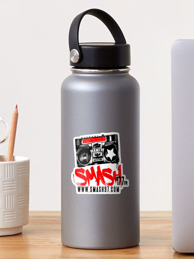 Thumbnail 1 of 3, Sticker, SMASH 97.7 fm boombox designed and sold by iamtruwealth.