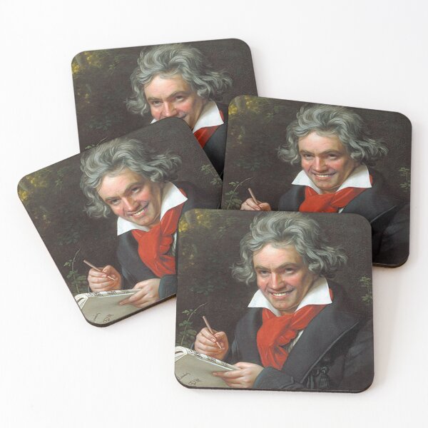 Smiling Ludwig Van Beethoven art famous music composer meme Coasters (Set of 4)