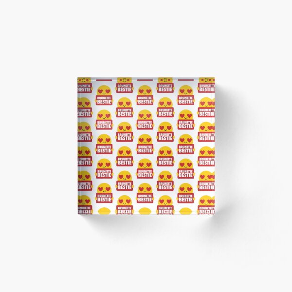 Brunette Bestie Hearteye Emoji Acrylic Block