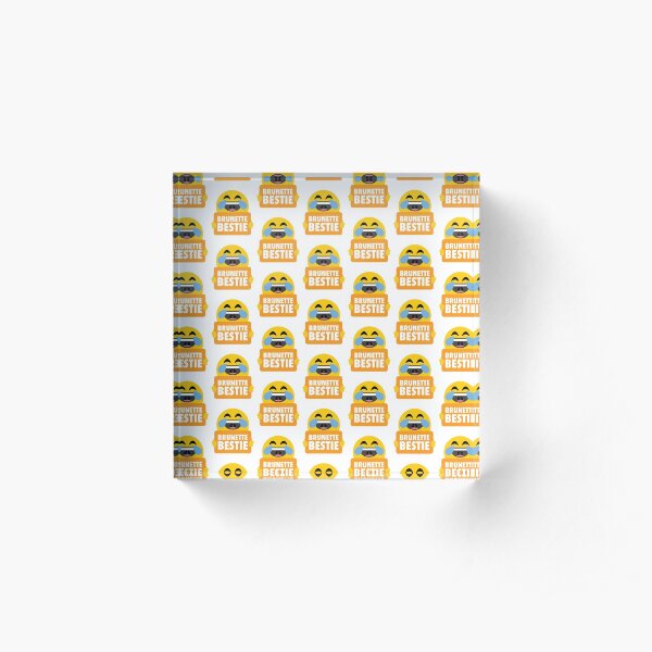Brunette Bestie Laughing Emoji Acrylic Block