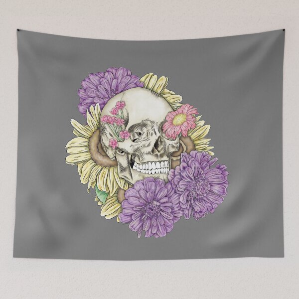 Item preview, Flowered Skull designed and sold by lizs-lemons.