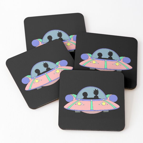 Rick and Morty spaceship Coasters (Set of 4)