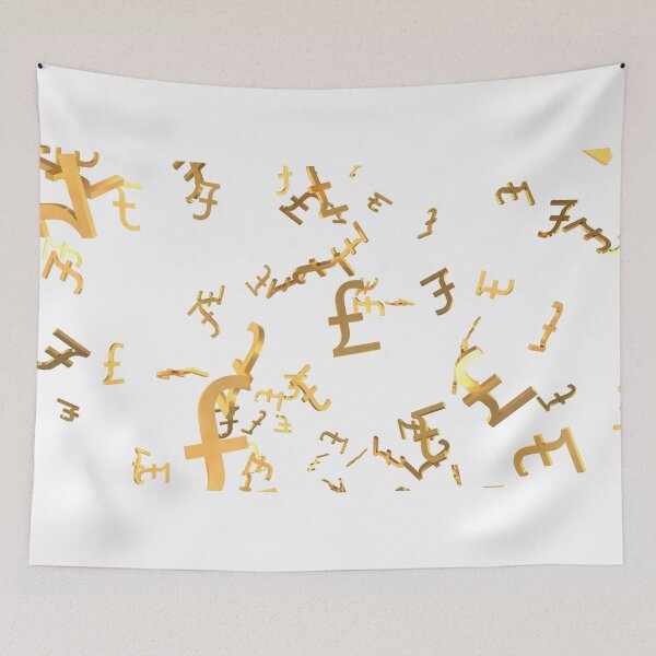 Item preview, Shiny Golden Pound Signs Falling Down in Slow Motion 3D Animation designed and sold by IncrediVFX.