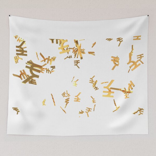 Item preview, Shiny Golden Rupee Signs Falling Down in Slow Motion 3D Animation designed and sold by IncrediVFX.