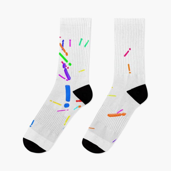 Artikelvorschau, 3D Exclamation Points Falling in Slow Motion Rainbow Colors White Backdrop entworfen und verkauft von IncrediVFX.