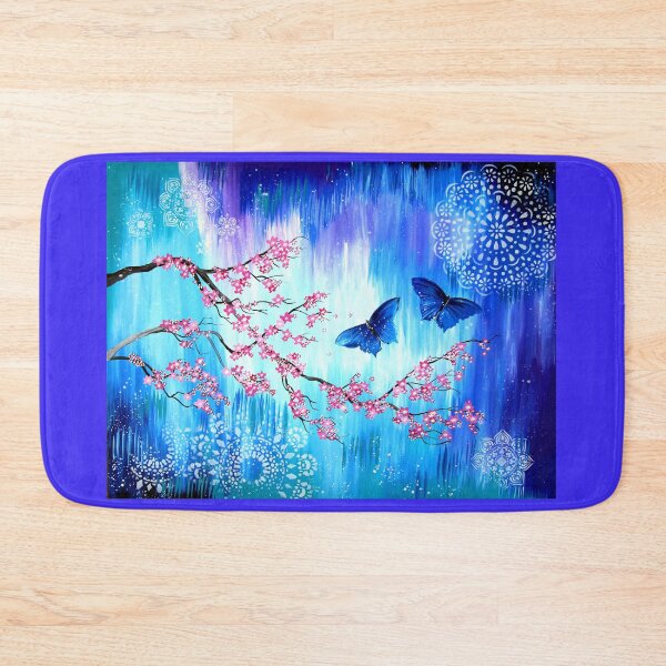 Item preview, Blue butterflies and cherry blosssom print designed and sold by CatherineJacobs.