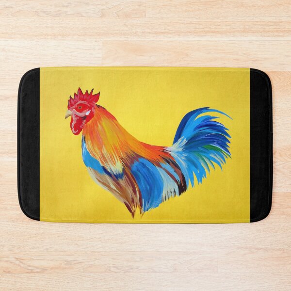 Item preview, Rooster with bright colours and yellow background designed and sold by CatherineJacobs.