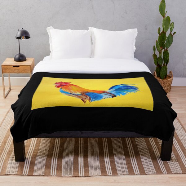 Item preview, Rooster with bright colours and yellow background designed and sold by CatherineJacobs.
