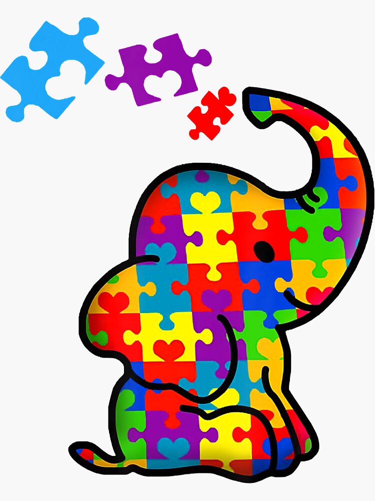 "Autism Mom Elephant Puzzle Pieces Adhd Autism Supporter" Sticker for