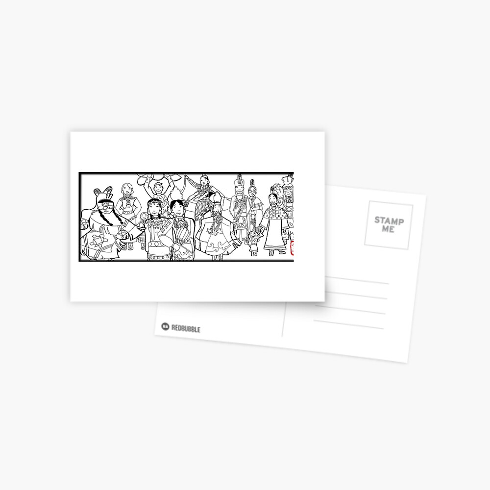Pow Wow People Coloring Page Greeting Card By Mylittlenative