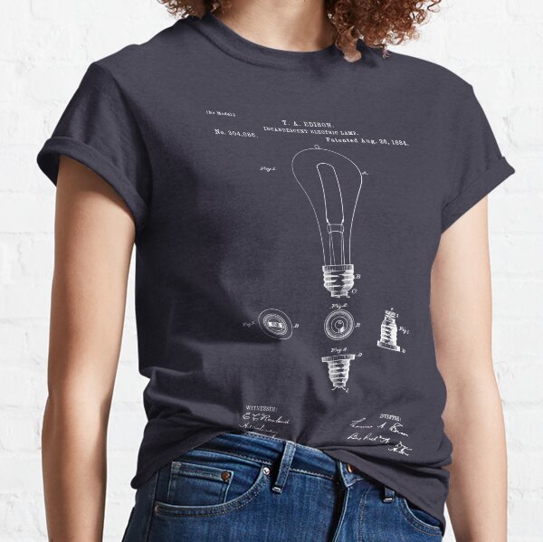 EDISON PATENTS / 01 - Incandescent Electric Lamp - Blueprint Classic T-Shirt