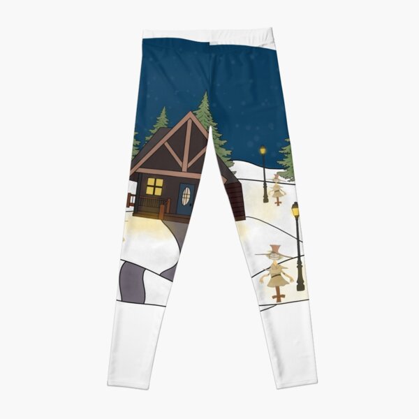 Smiley scarecrow around the winter chalet Leggings