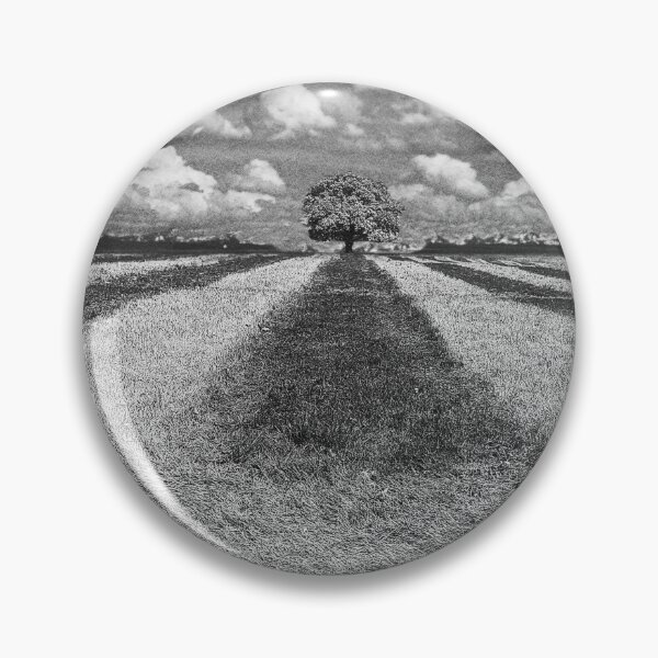 Item preview, Single Tree in a Wide Field Landscape in Black and White Mono designed and sold by KALEIDOSCOPE UK.