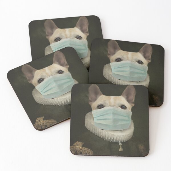 Item preview, Custom antique Dog portrait wearing a mask to protect against virus designed and sold by PimpMyPet.