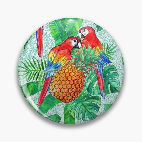 Item preview, Pineapples and Parrots Tropical Summer Pattern designed and sold by micklyn.