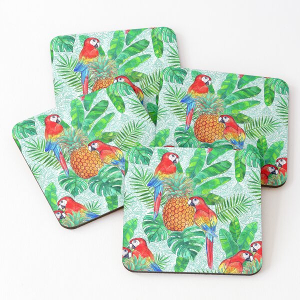 Item preview, Pineapples and Parrots Tropical Summer Pattern designed and sold by micklyn.