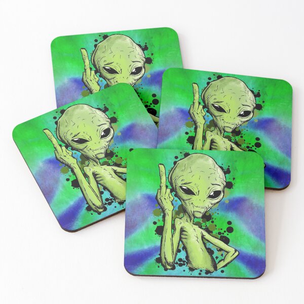 Item preview, Alien middle finger Fuck Off illustration designed and sold by RAWWR.