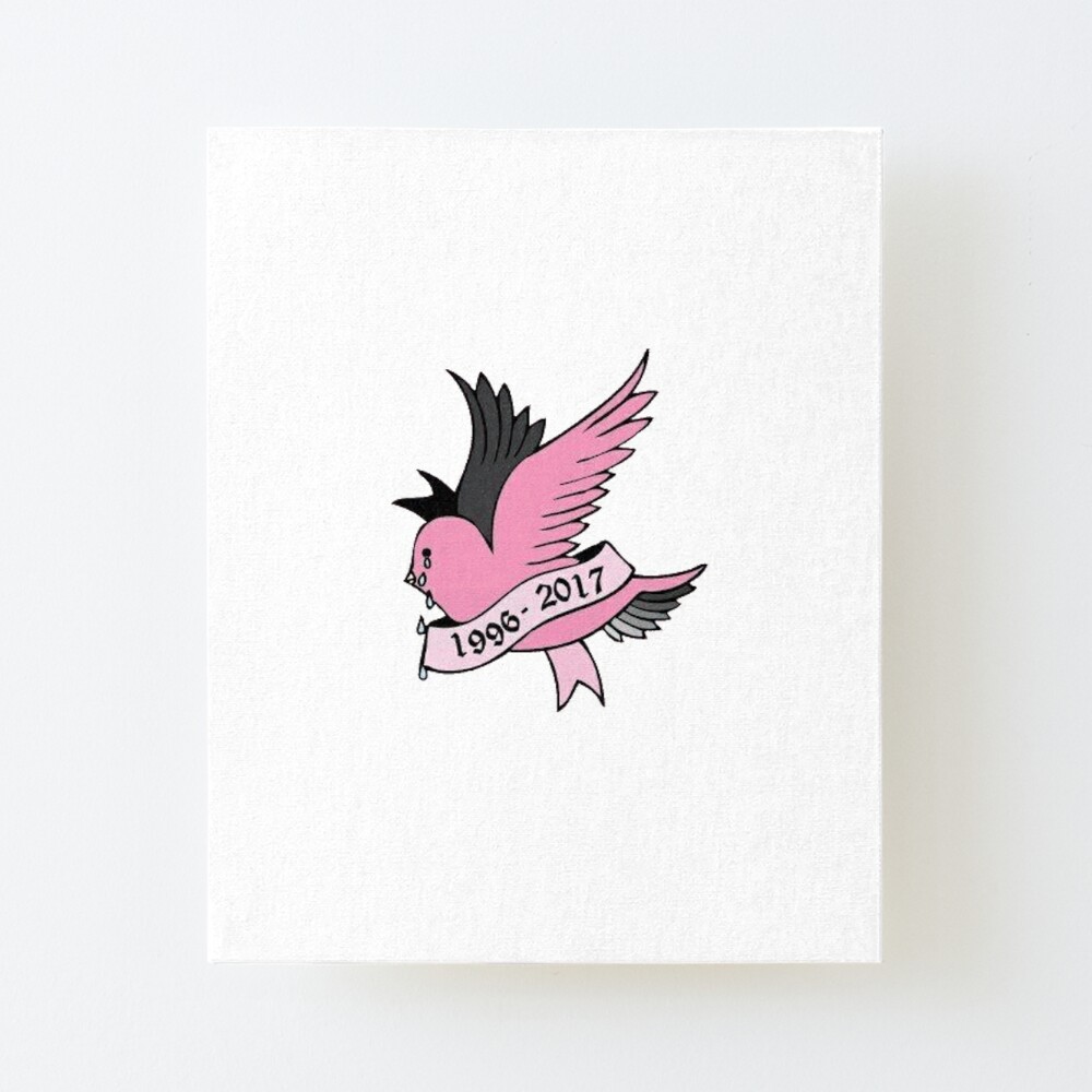 lil peep cry baby bird tattoo in pink original design mounted print by nmrkdesigns redbubble redbubble