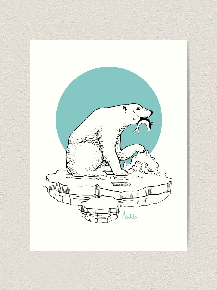 Ours Polaire Sur Une Banquise Dessin Et Art Graphique Art Print By Anklo Redbubble