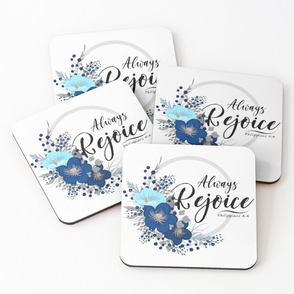 Item preview, Blue Floral Always Rejoice Bible verse Philippians 4:4 designed and sold by KA DESIGNS.