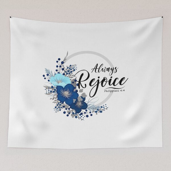 Item preview, Blue Floral Always Rejoice Bible verse Philippians 4:4 designed and sold by KA DESIGNS.