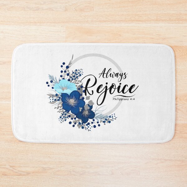 Item preview, Blue Floral Always Rejoice Bible verse Philippians 4:4 designed and sold by KA DESIGNS.