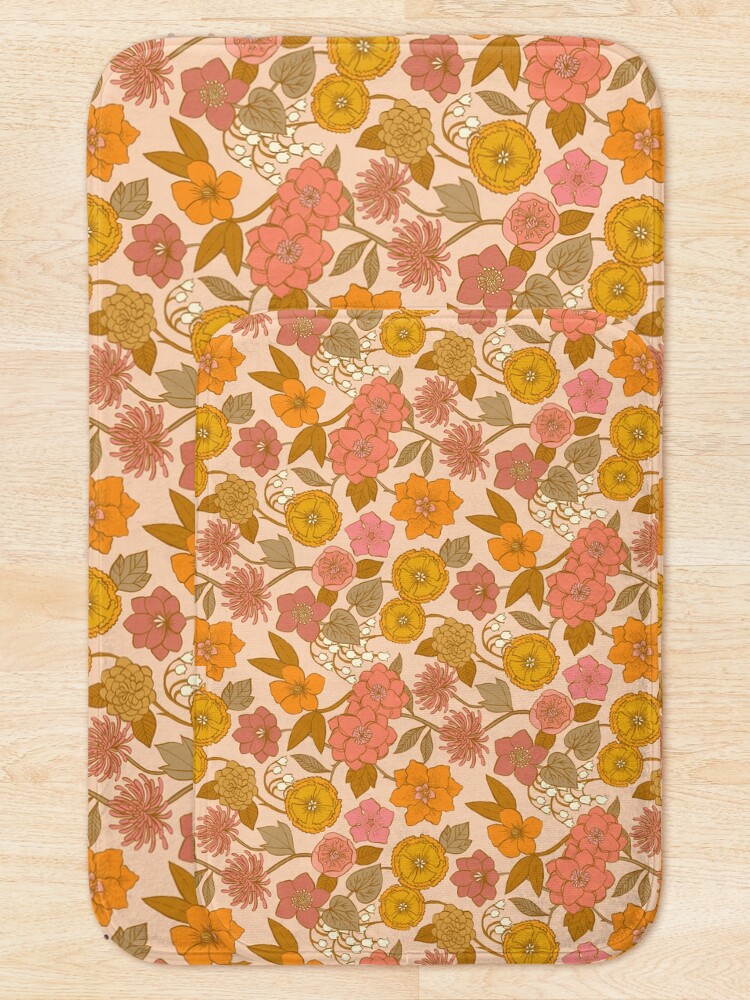 Alternate view of Botanical Blooms Vintage Retro Blush Petal Bath Mat