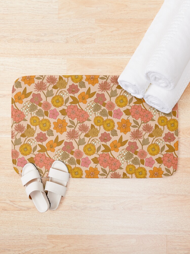 Alternate view of Botanical Blooms Vintage Retro Blush Petal Bath Mat