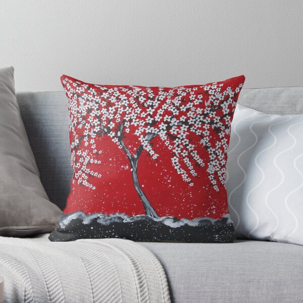 Red best sale grey cushions