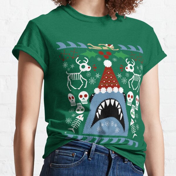 Santa Jaws Ugly Sweater Classic T-Shirt