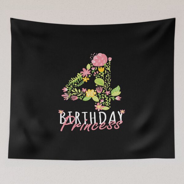 Item preview, 4th Birthday Princess 4 Years Old Girl Floral B-day Theme product designed and sold by Grabitees.