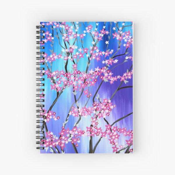 Aperçu de l'œuvre Sakura Dream, un arbre abstrait de fleur de cerisier avec rose bleu et violet créée et vendue par CatherineJacobs.