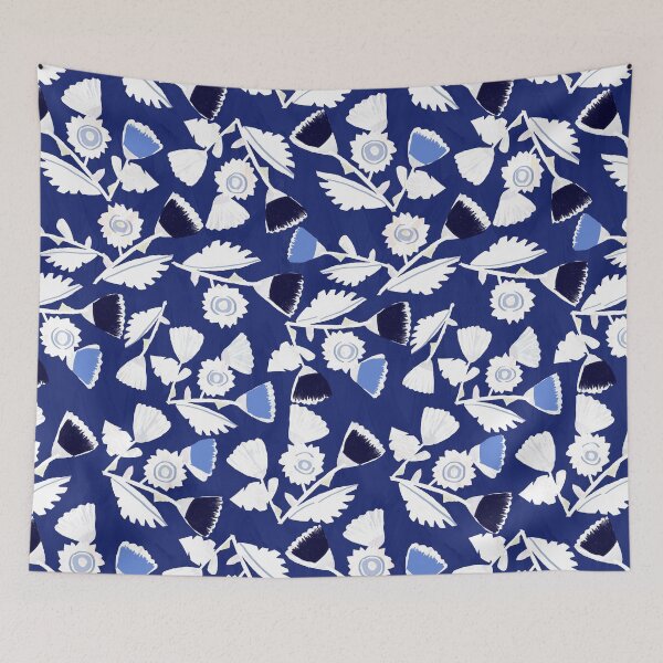 Item preview, Enchanting and Bold Blue and White floral Pattern designed and sold by Jime-Creates.