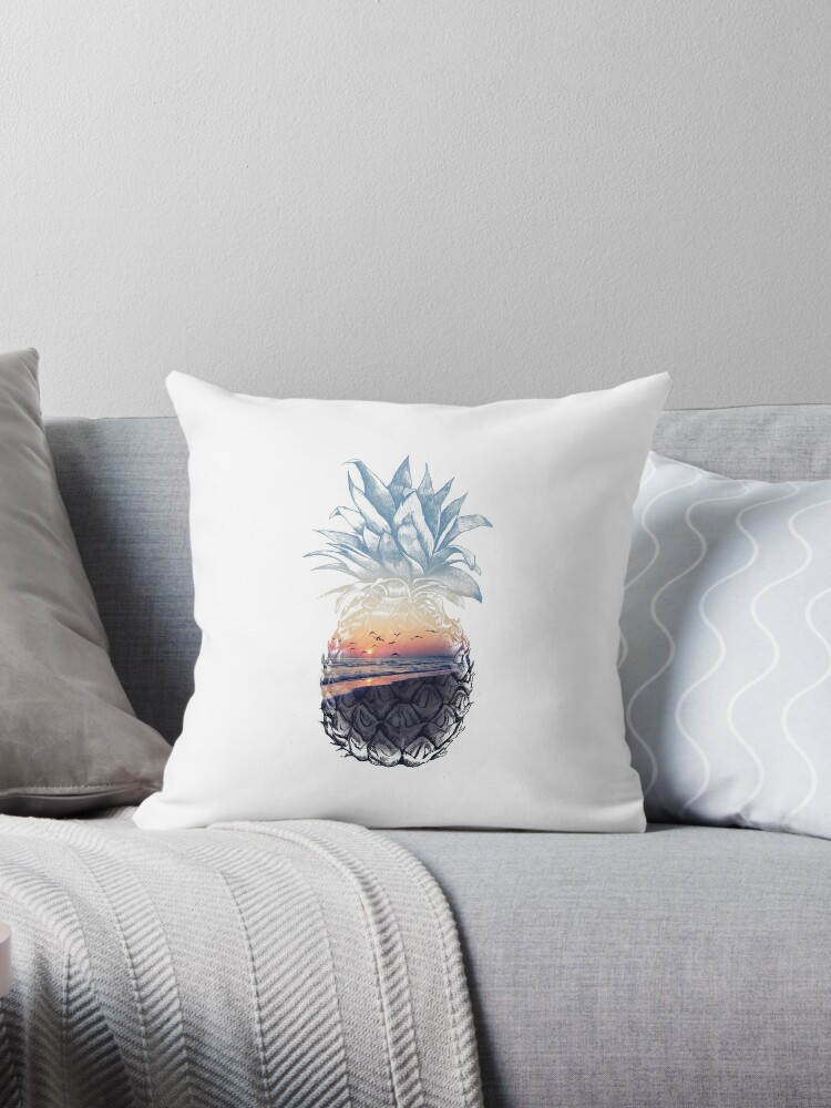 Botanical Blue Pillow – Pineapples Palms Too