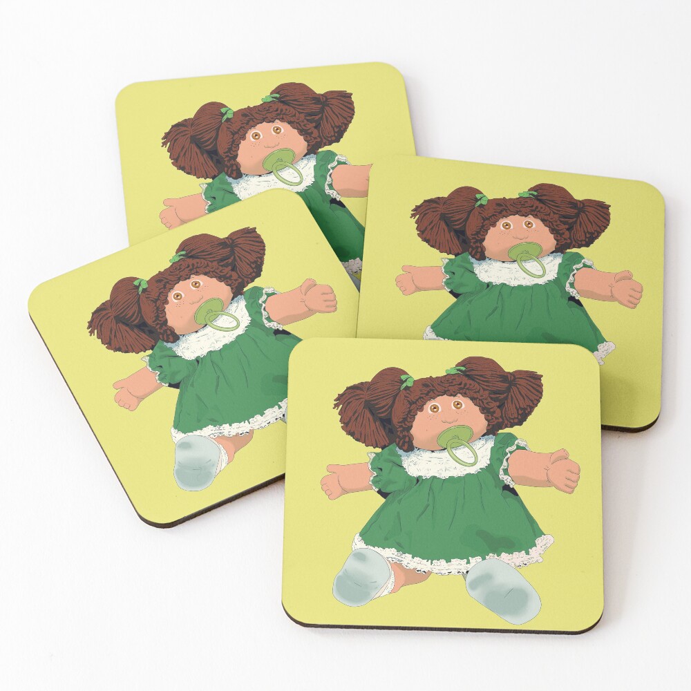 Cabbage patch kids doll brown hair Coasters (Set of 4)