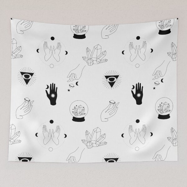 Item preview, Mystical black and white minimalist witch illustration designed and sold by OneLinePrint.