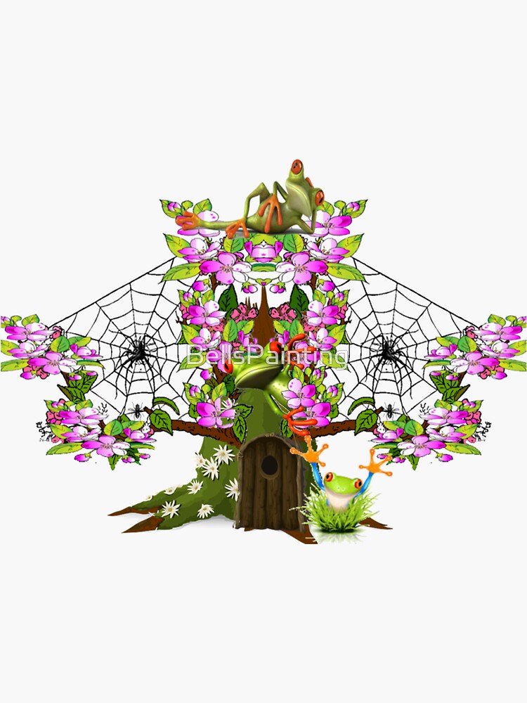 "Tree frog house" Sticker by BellsPainting Redbubble
