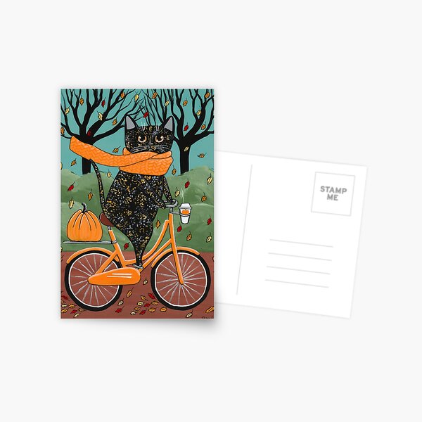 Item preview, Tortie Autumn Bicycle Ride Cat designed and sold by KilkennyCat Art.