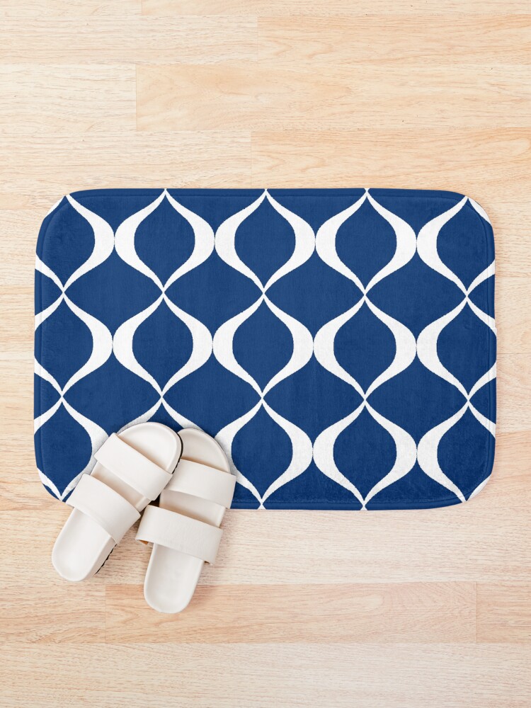 "60s Retro Mod Navy Blue" Bath Mat by NobodysHero Redbubble