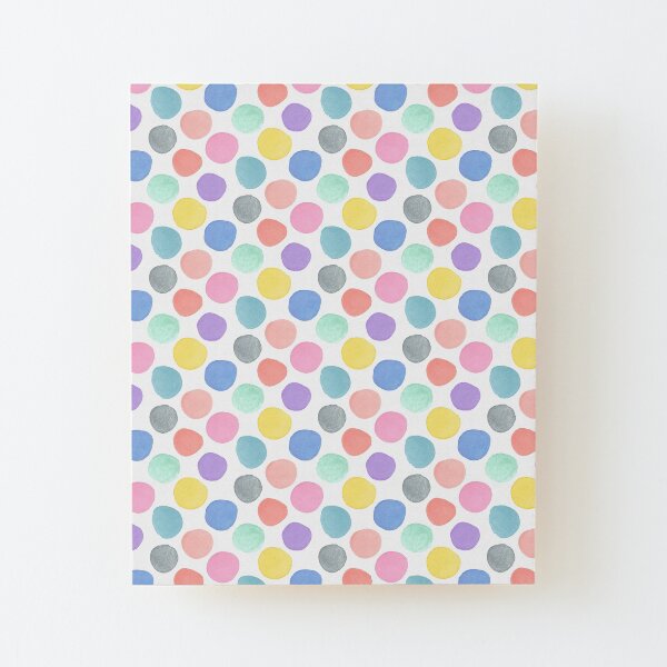 Watercolor Polka Dots on White Wood Mounted Print