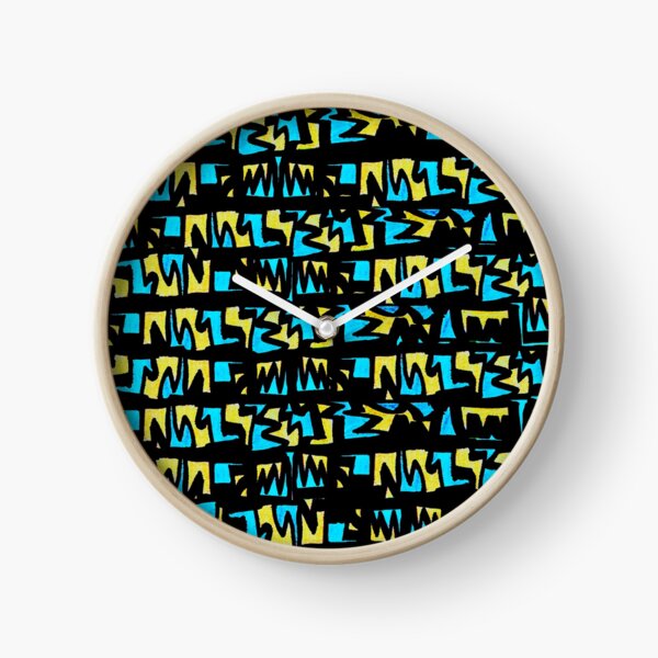 Graffiti Style yellow blue Clock