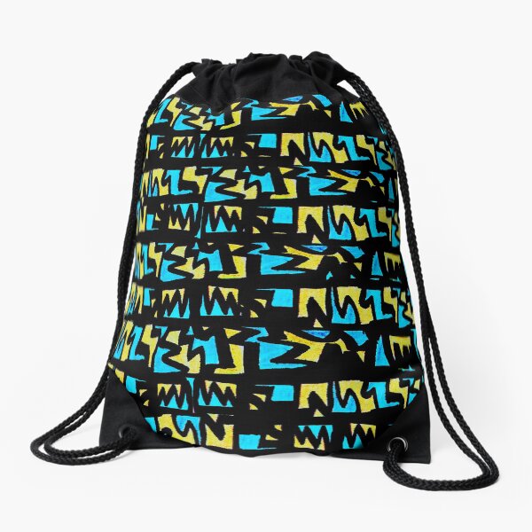 Graffiti Style yellow blue Drawstring Bag
