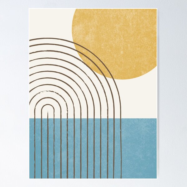 Item preview, Sunny Ocean - Mid Century Modern Abstract Landscape designed and sold by moonlightprint.
