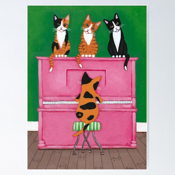 Cats Playing The Piano Painting Artwork Paint By Numbers Kit DIY