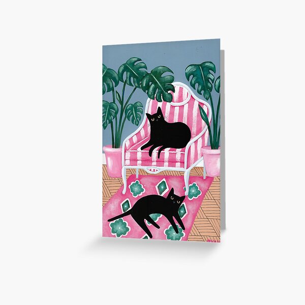 Item preview, Black Cats and Potted Palms designed and sold by KilkennyCat Art.