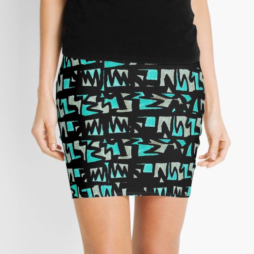 Graffiti Style Green Mini Skirt