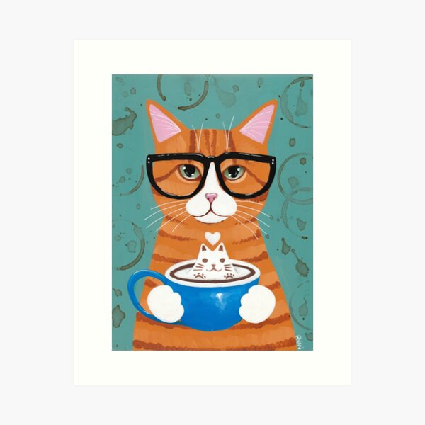 Item preview, Ginger Catpuccino Coffee Cat designed and sold by KilkennyCat Art.