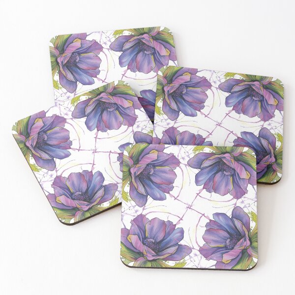 Item preview, Purple Ink Splash Watercolour Pattern Anemone Flower Painting designed and sold by TattooZanda.